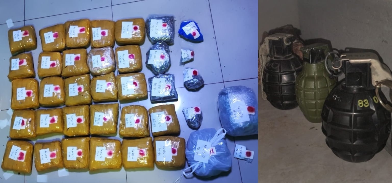 Paquetes con marihuana y material de guerra incautados