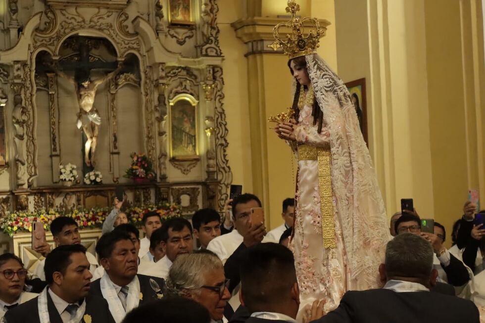 La imagen de la Santísima Virgen de la Puerta de Otuzco participó de actividades en la Catedral de Trujillo. (Foto: Vanessa Hordyj)