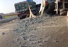 Chincha: brutal choque entre dos volquetes deja un herido en la nueva Panamericana Sur