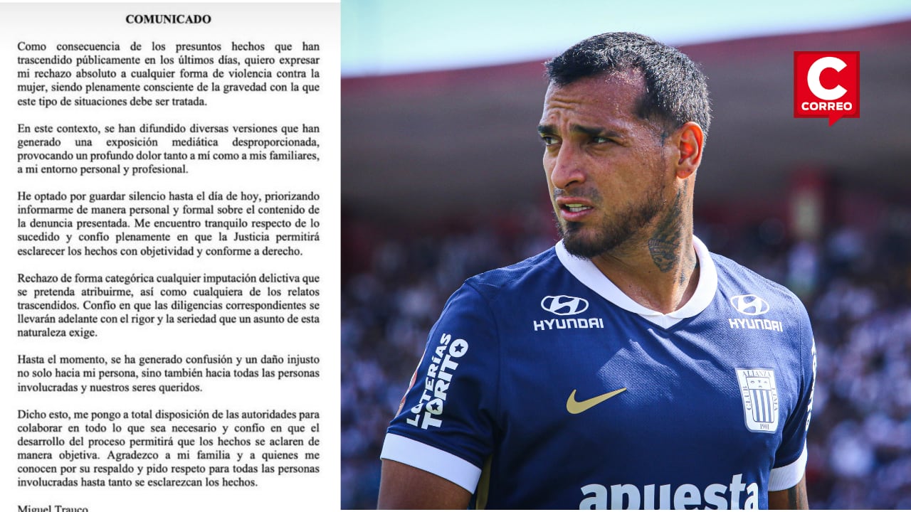 Miguel Trauco se pronuncia tras denuncia en su contra y anuncia colaboración con la justicia.