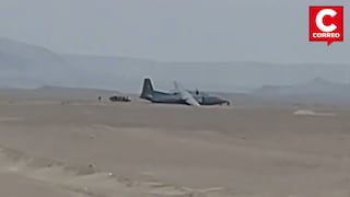 Ica: Aeronave naval sufre falla técnica y queda varada en pista de Marcona
