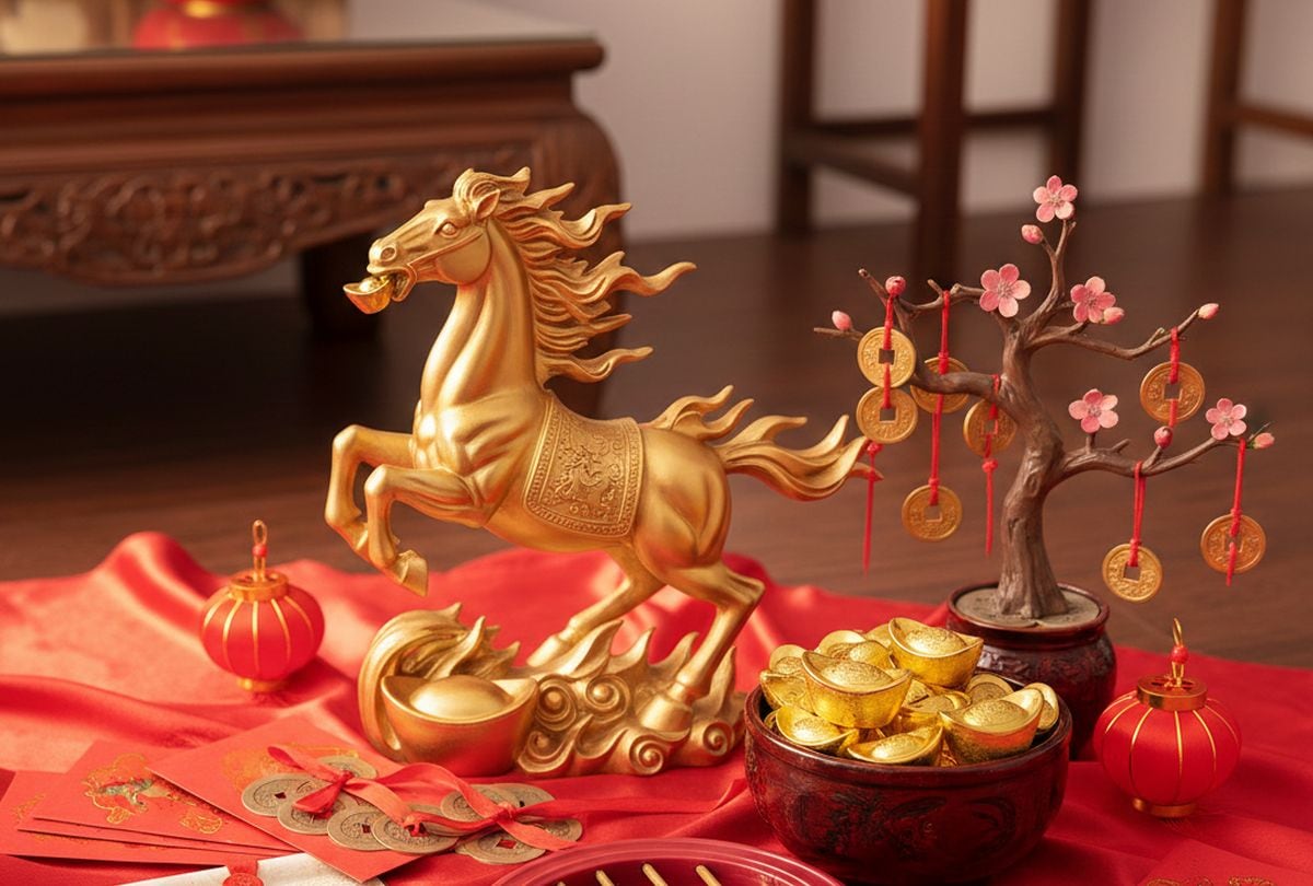 Chinese New Year: this is how the arrival of the “fire horse” is celebrated Combine the classic symbols of the Chinese New Year with the strength of the Fire Horse and create a magnet of prosperity in your home (Credit: Image created by El Comercio MAG using Gemini AI)