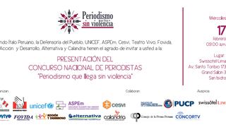 "El Periodismo llega sin Violencia", promueven concurso nacional de periodismo