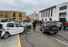 Triple choque deja dos personas heridas en pleno Centro Histórico de Trujillo (VIDEO)