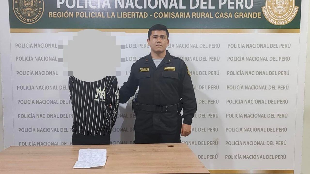 Policía lo retuvo en el distrito de Casa Grande y manuscrito estaba dirigido para dueño de cevichería.