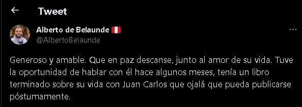 Alfredo Caballero tenía planeado lanzar libro. (Foto: @AlbertoBelaunde).