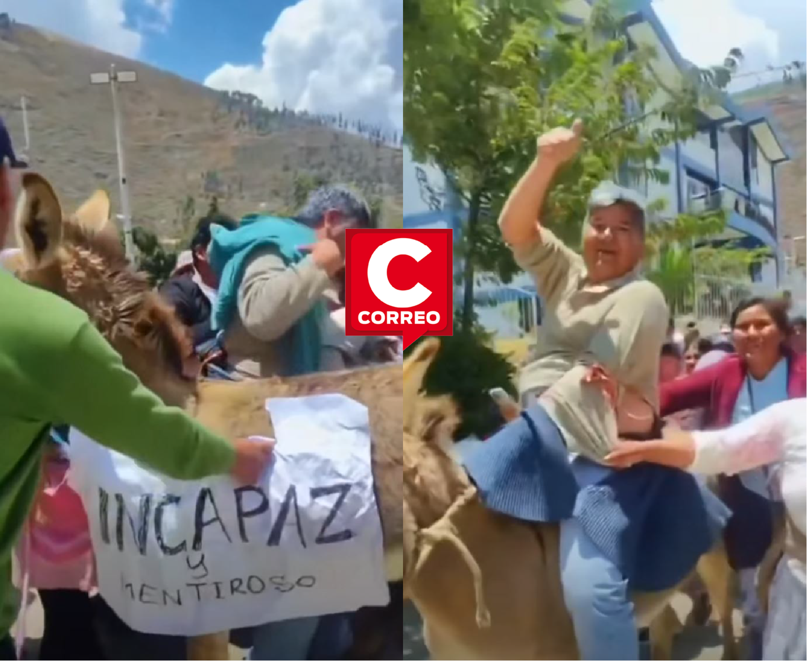 Huancavelica: pobladores de Paltarumi pasean en burro a funcionario municipal durante protesta