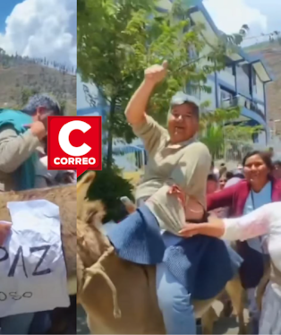 Huancavelica: pobladores de Paltarumi pasean en burro a funcionario municipal durante protesta