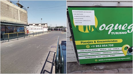 Huaicos suspenden viajes desde Ica hacia Arequipa, Moquegua y Tacna