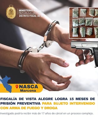 Nasca: cárcel para sujeto intervenido con arma de fuego y droga en Marcona