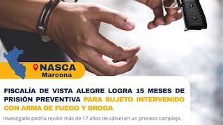 Nasca: cárcel para sujeto intervenido con arma de fuego y droga en Marcona
