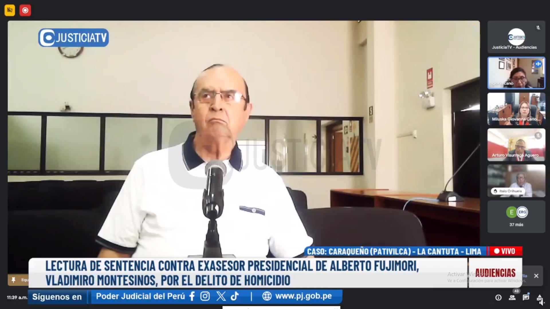 Vladimiro Montesinos fue condenado a 19 años y 8 meses de prisión por el caso Pativilca. Fuente: Justicia TV.