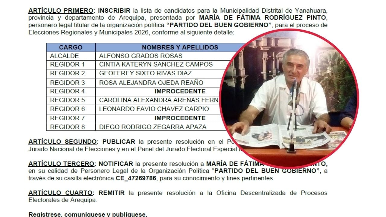 Partido del Buen Gobierno: Geoffrey Rivas denuncia que fue inscrito como regidor a Yanahuara sin su permiso (Foto: Composición GEC)