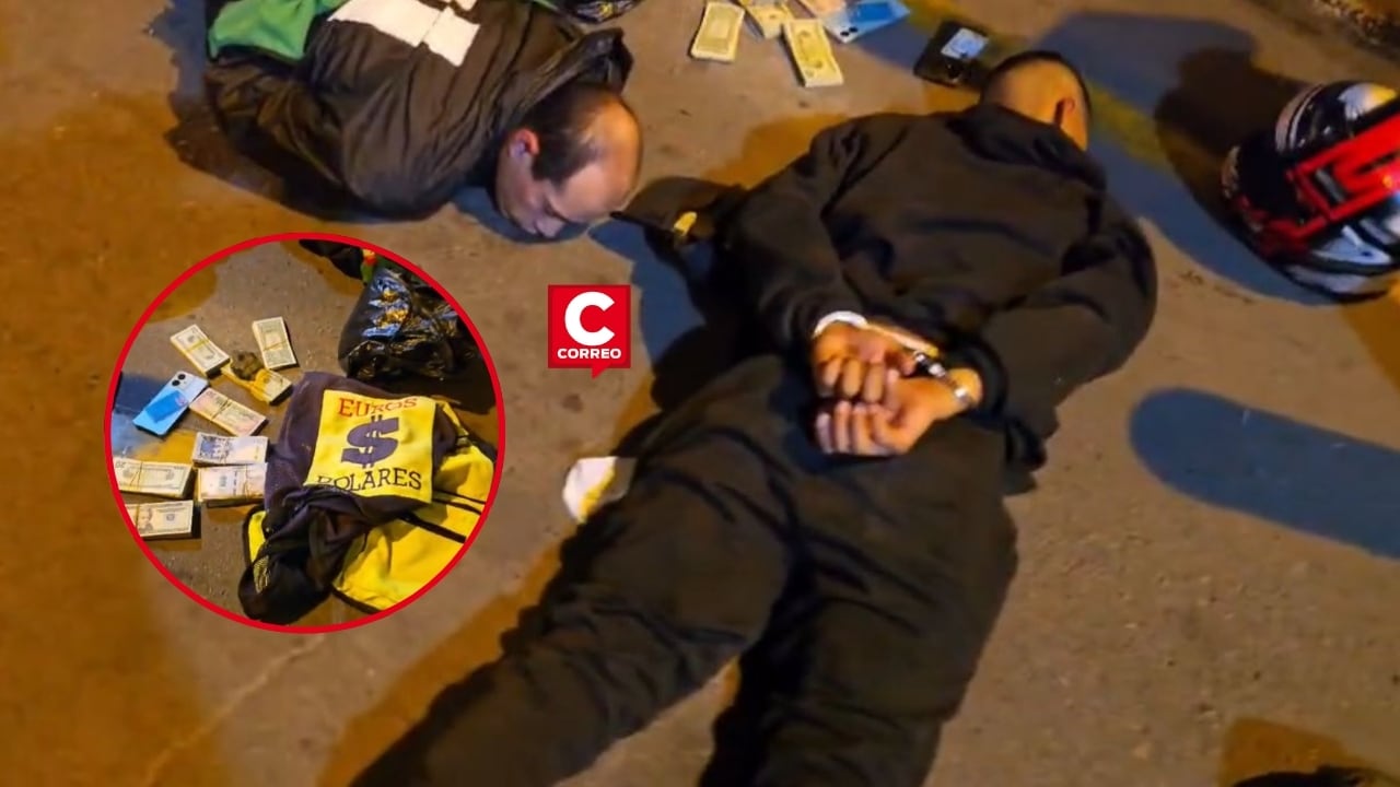 PNP captura a raqueteros que robaron 16 mil dólares a cambista en el Jirón de la Unión. Composición: Diario Correo.