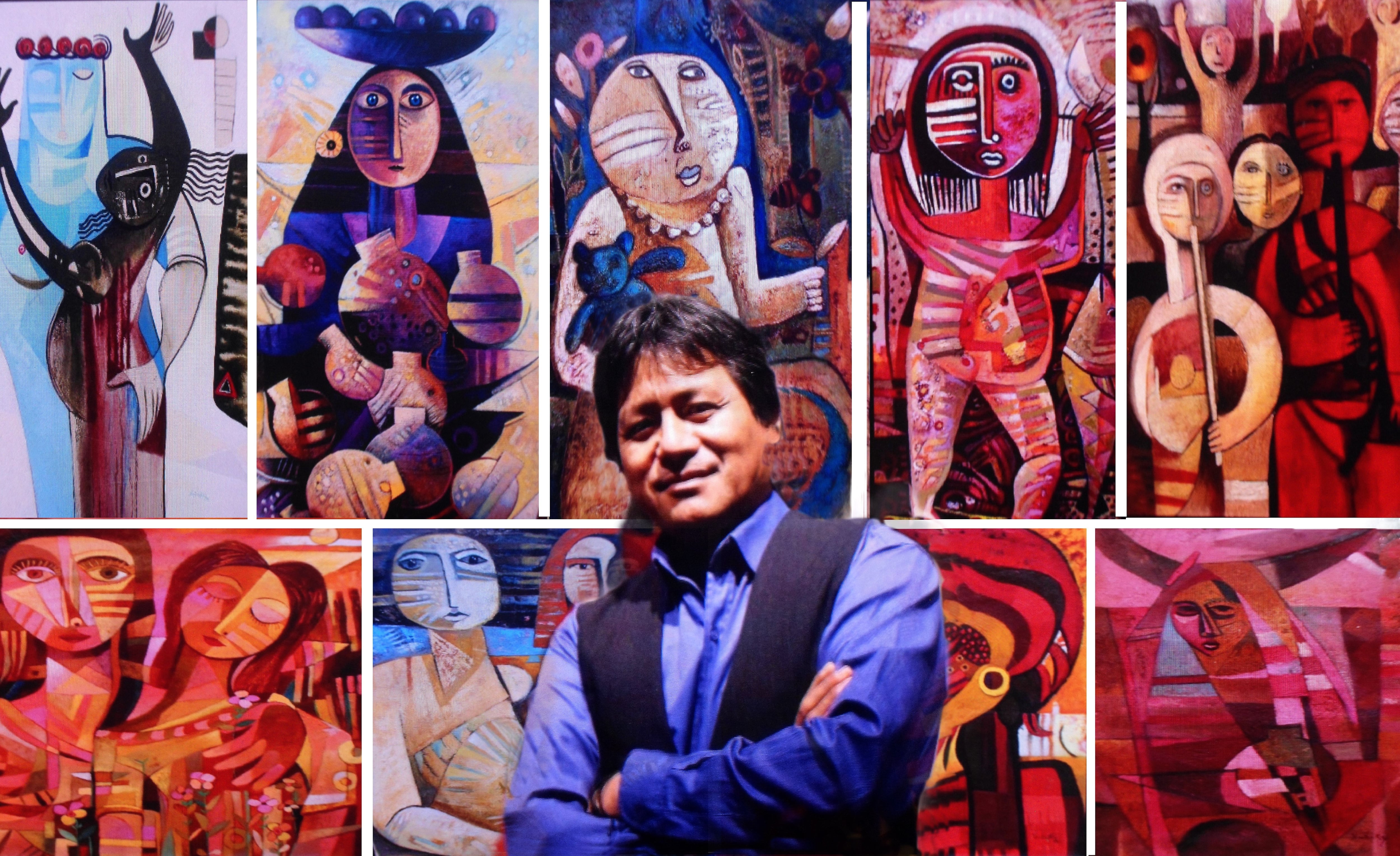 Son obras del artista artista Juancarlos Ñañake, expone en Roma obra denominada “Mujer, alma y encanto”.