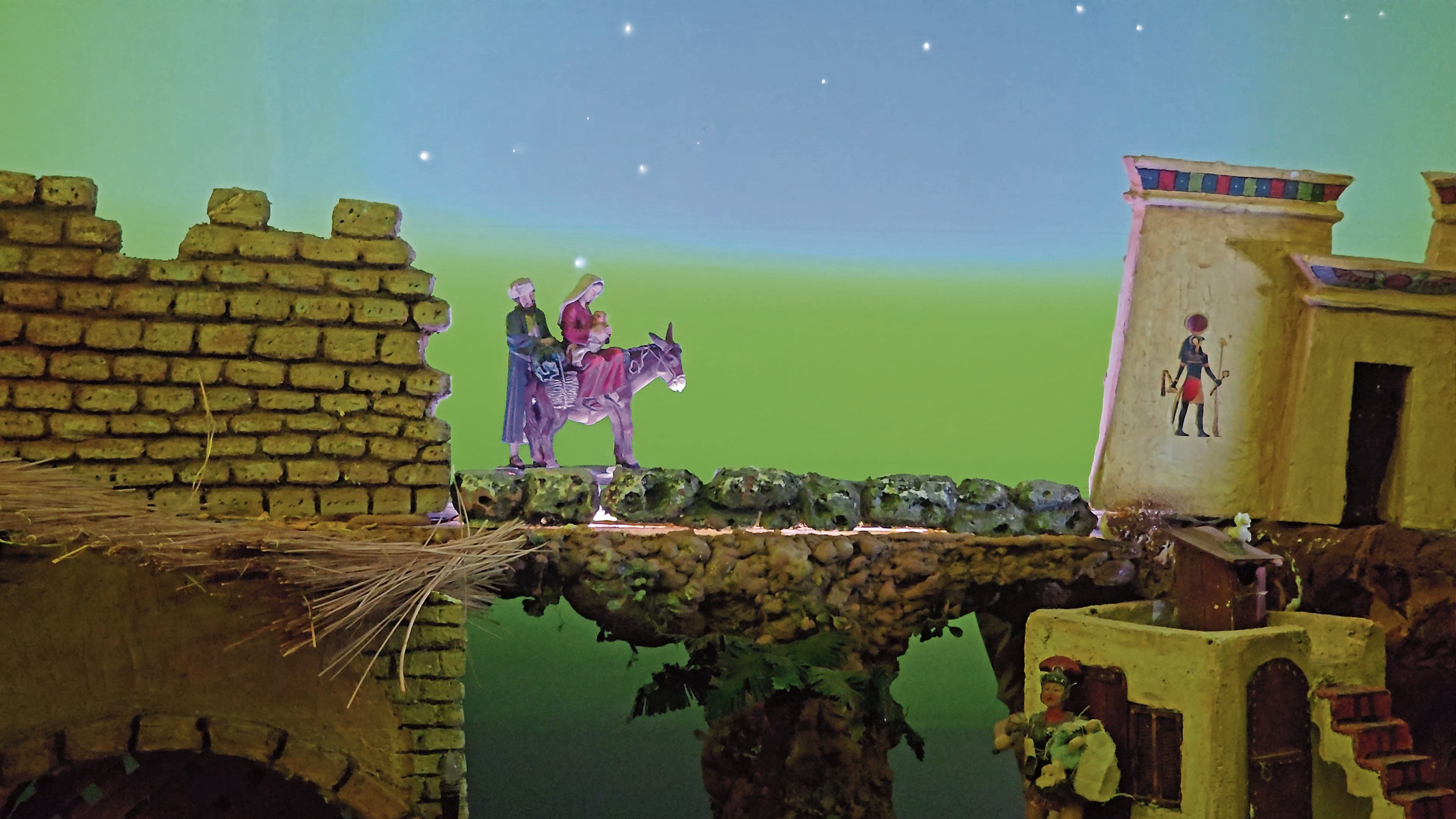 María y José en su llegada al pesebre en nacimiento de Miraflores. Foto: (Foto: Yunsu Pariapaza/@photo.gec)