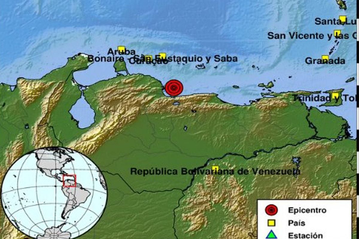 Servicio Geológico Colombiano reporta el epicentro de un terremoto de magnitud 7,1 registrado este jueves en el noroeste de Montalbán, en el centro de Venezuela. EFE/ USGS