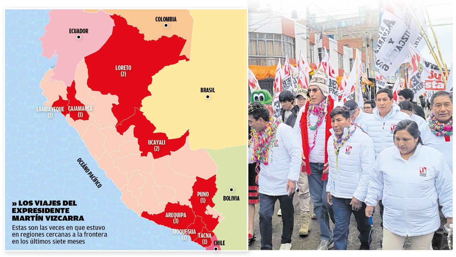 Estas son algunas regiones que recorrió Martín Vizcarra como candidato presidencial. (Infografía: Correo)