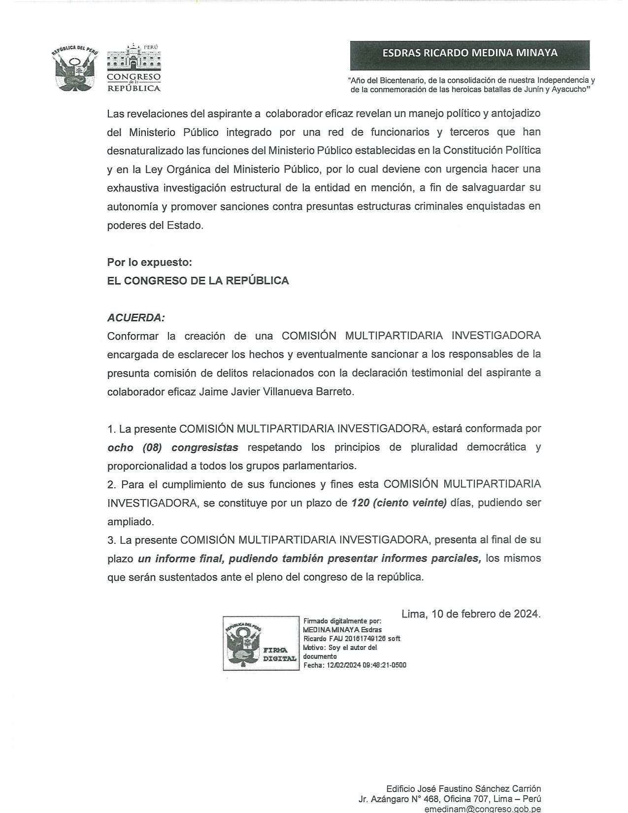 Moción del orden del Día N° 10412