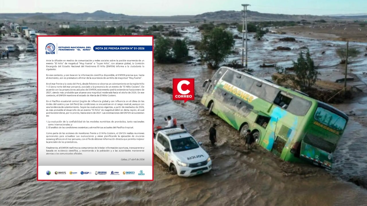 ENFEN descarta “Super Niño” con alcance global: “Aún es prematuro confirmar magnitud muy fuerte”. Composición: Diario Correo.