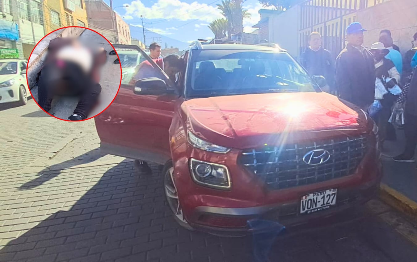 Vehículo se despista y atropella a madre e hija en calle Peral, cerca de EsSalud Arequipa. Foto: Serenazgo Arequipa.