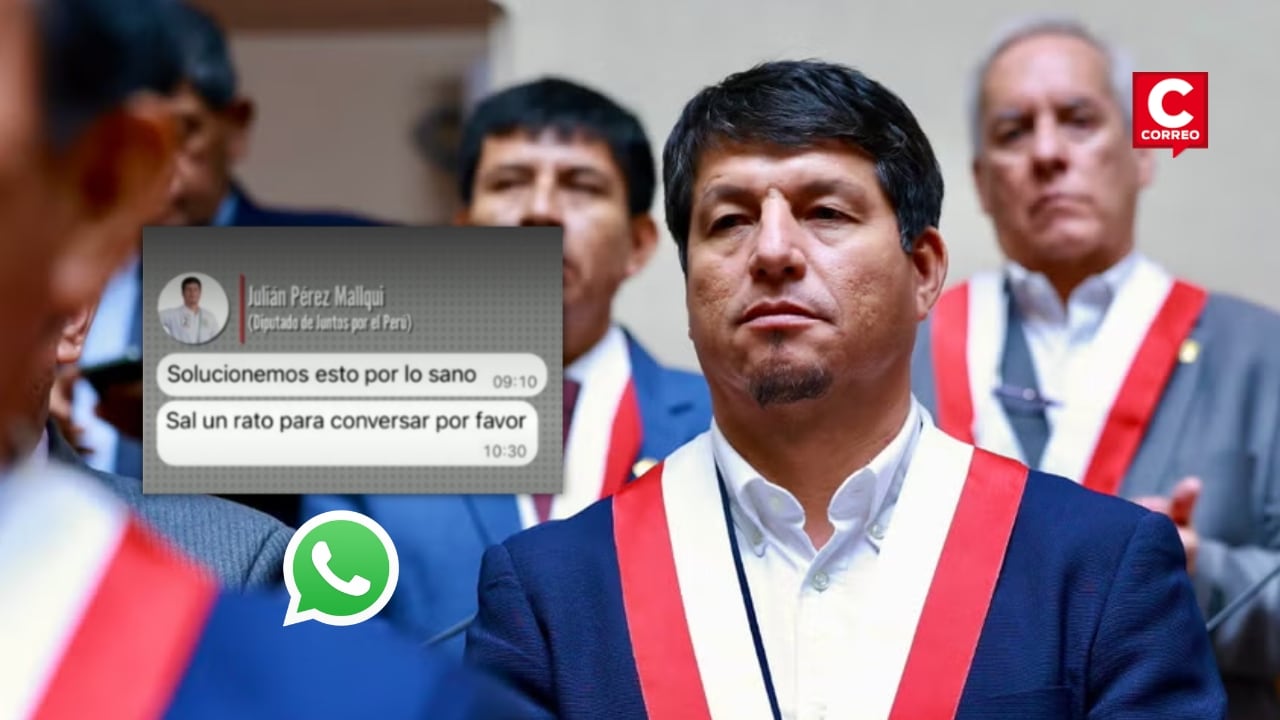 Chats revelarían que diputado Julián Pérez pidió a expareja retirar denuncia tras intervención policial. Composición: Diario Correo.
