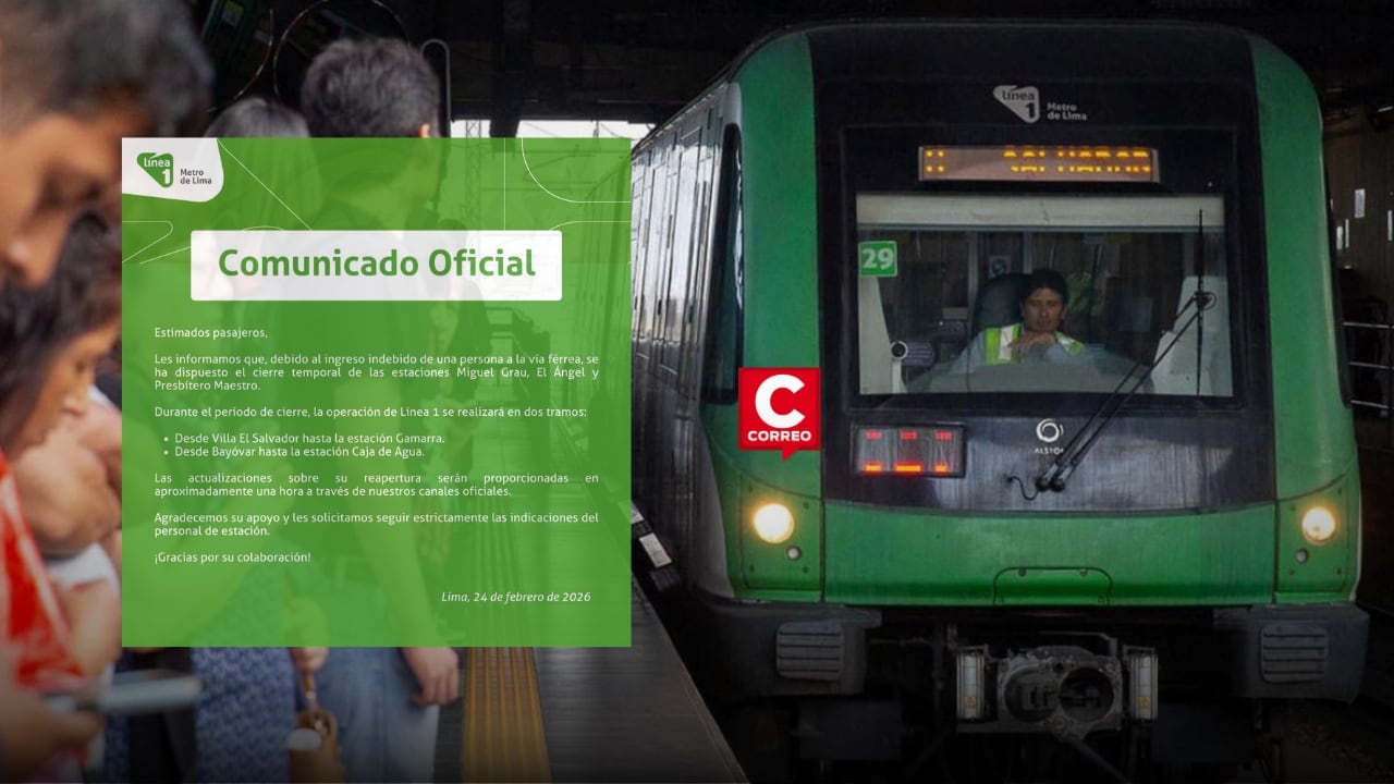 Urgente: Línea 1 del Metro cierra tres estaciones por ingreso de pasajero a la vía en plena hora punta. Composición: Diario Correo.