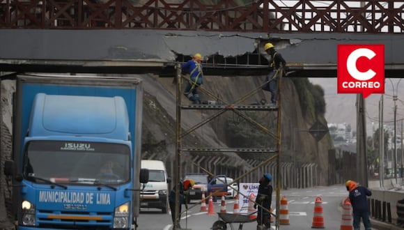 Un tráiler chocó el puente de Bajada de Baños. Foto: Julio Reaño/@photo.gec