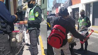 Atrapan a sujeto cuando se robaba abarrotes y carrito de supermercado en Arequipa