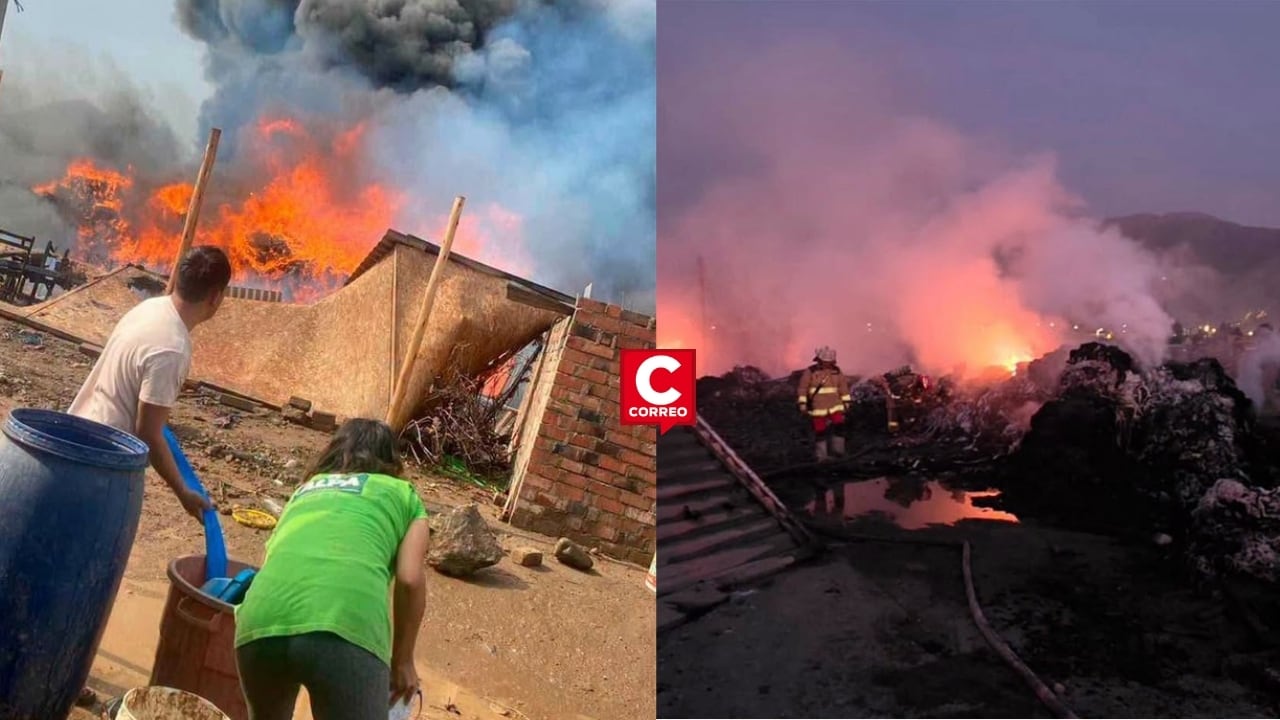Incendio en taller textil de Carabayllo deja a más de 120 familias sin hogar. Composición: Diario Correo.