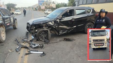 La Libertad: Dos heridos tras colisión de camioneta y vehículo pesado en la Panamericana Norte en Virú