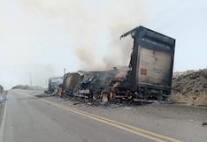 Camión cargado de plátano se incendia en la Panamericana Sur de Arequipa (VIDEO)
