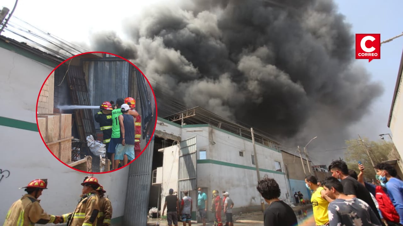 Incendio consume inmueble donde funcionaría fábrica de plásticos. (Fotos: Violeta Ayasta/@photo.gec)