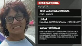 Buscan a Rosa Sulca Carvajal: Mujer desaparecida en Independencia lleva 13 días sin ser hallada