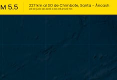 Sismo de magnitud 5.5 se registró frente a la costa de Áncash, informó el IGP