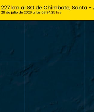 El movimiento telúrico ocurrió a las 8:24 a. m. y tuvo una profundidad de 27 kilómetros. El Instituto Geofísico del Perú reportó una intensidad de II-III en Chimbote. (Imagen IGP)