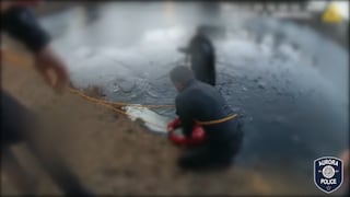 Policía rescata a un niño y a una anciana tras caer a un lago congelado en Illinois (VIDEO)