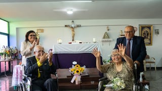 Pareja más longeva del Hogar Canevaro celebra bodas de diamante con renovación de votos