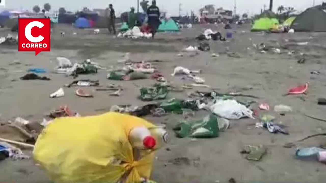 Playa Cerro Azul amaneció repleta de basura.
