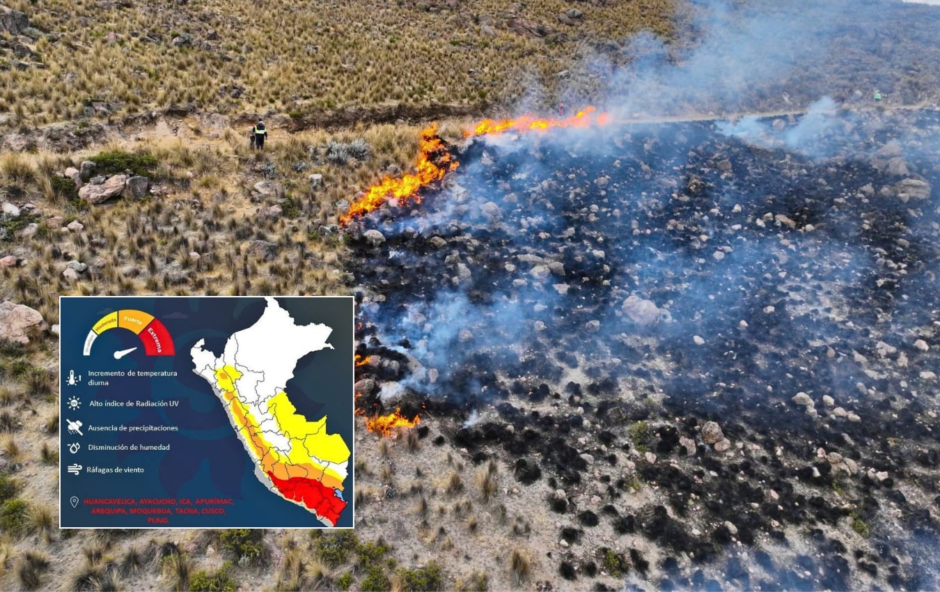 Arequipa en alerta roja ante incendios forestales. Foto: Composición GEC.