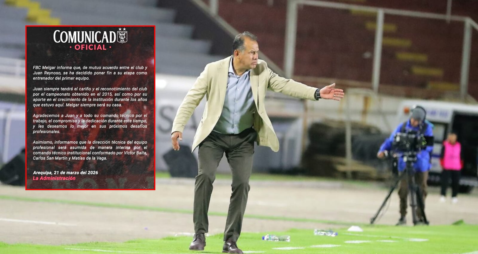 Juan Reynoso deja FBC Melgar. Foto: Composición GEC.