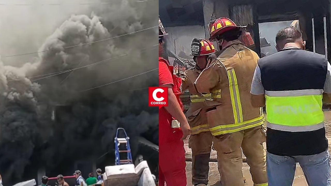 Gran incendio en Villa El Salvador afecta tienda de muebles cerca a la estación del Metro. Composición: Diario Correo.