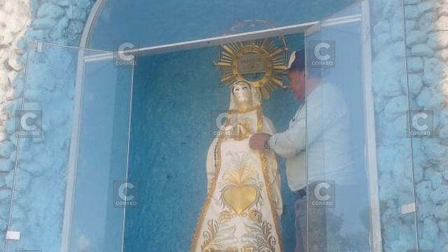 Desfiguran rostro de la Virgen de Lourdes de Chilina