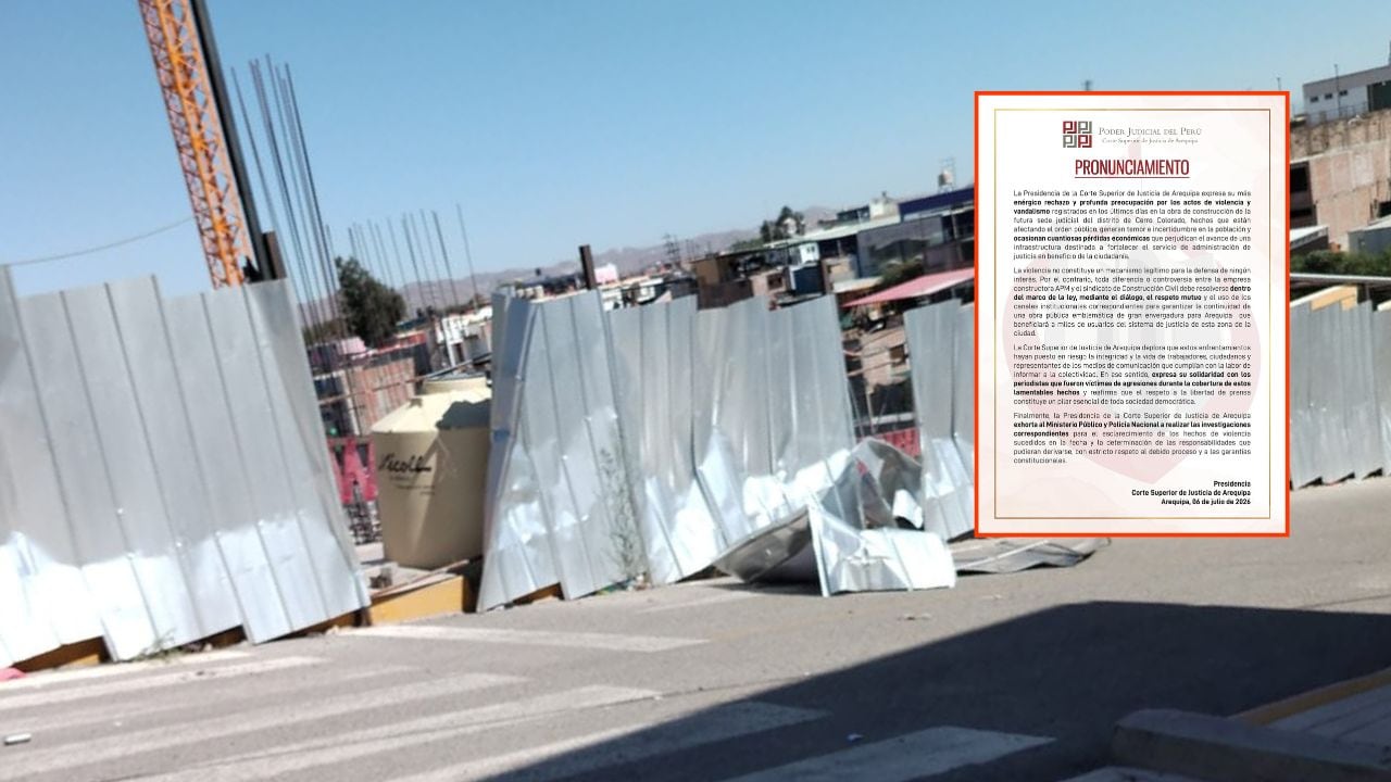 Corte de Justicia de Arequipa condena la violencia de Construcción Civil y pide la investigación de la Fiscalía
