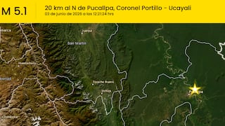 Sismo de magnitud 5.1 se registró cerca de Pucallpa, informó el IGP