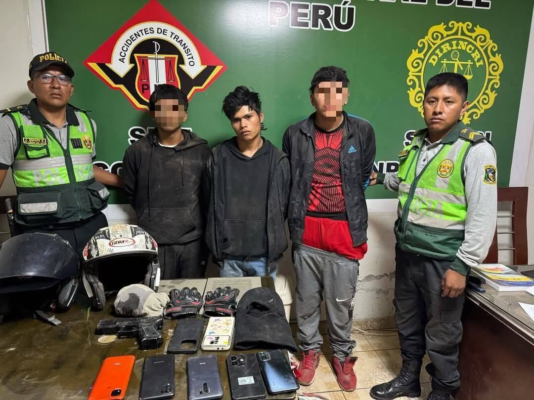 Capturan a tres sujetos por robos con arma de fuego en Corire, Castilla. Foto. Difusión.