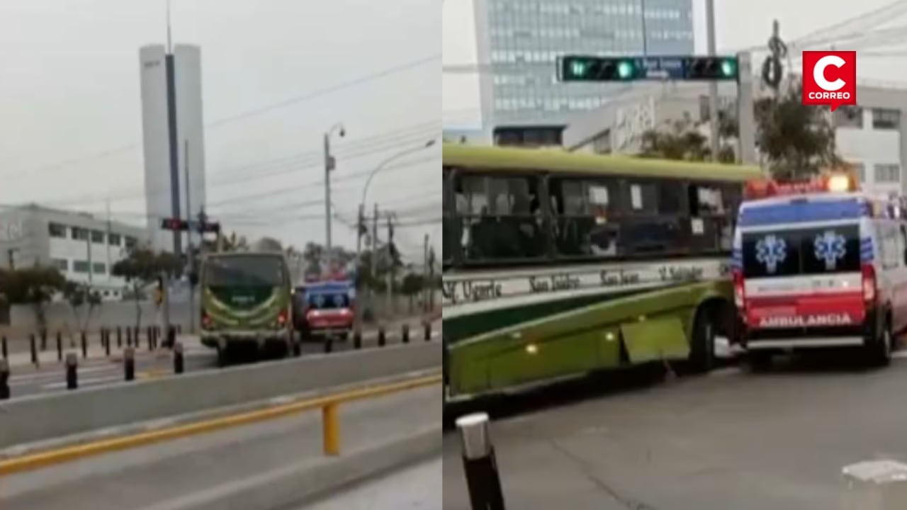 San Isidro: bus de Etupsa 73 chocó contra ambulancia y dejó tres heridos en la avenida Paseo de la República. Composición: Diario Correo.