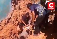 Serenos de Amarilis rescatan a hombre sepultado por pared de adobe