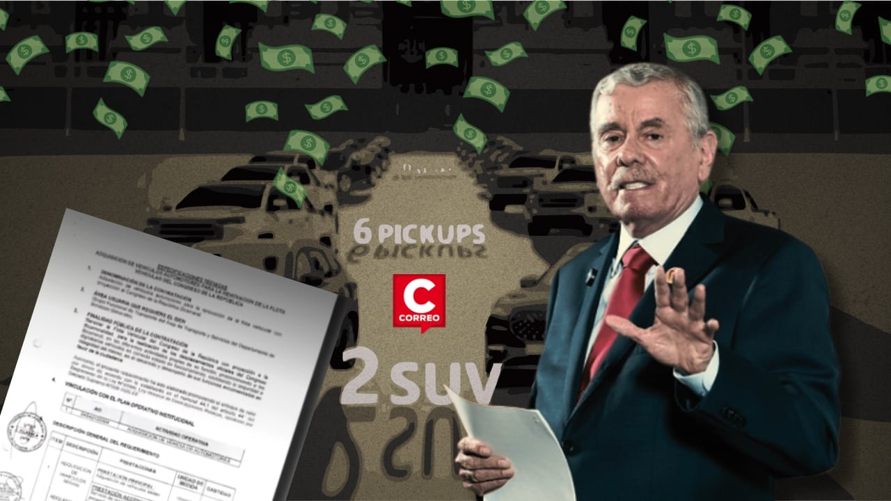 Rospigliosi desmiente compra de 18 vehículos por S/ 5.9 millones en el Congreso: “Es falso que sean de alta gama”. Composición: Diario Correo.