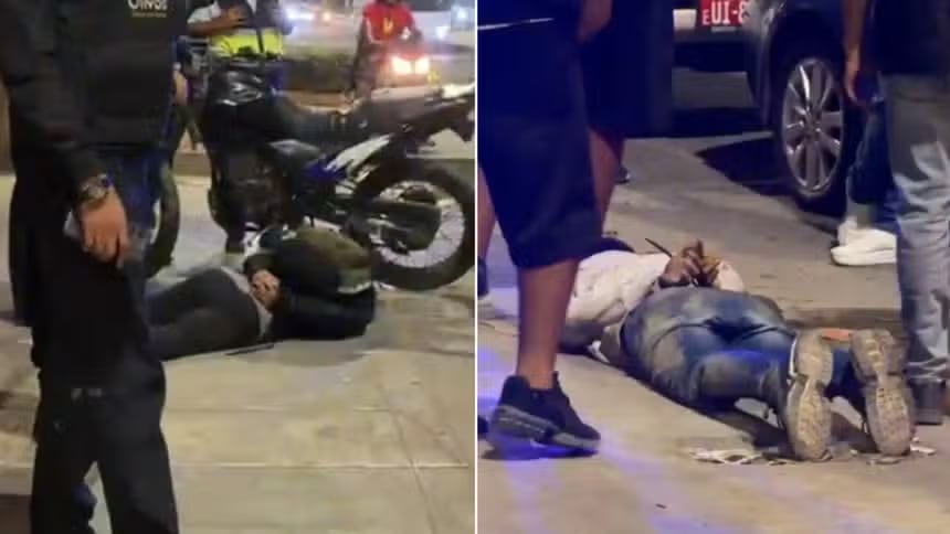 El intento de fuga ocurrió en la intersección de las avenidas Universitaria y Antúnez de Mayolo, donde cámaras de seguridad registraron el asalto. (Imágenes de RPP)